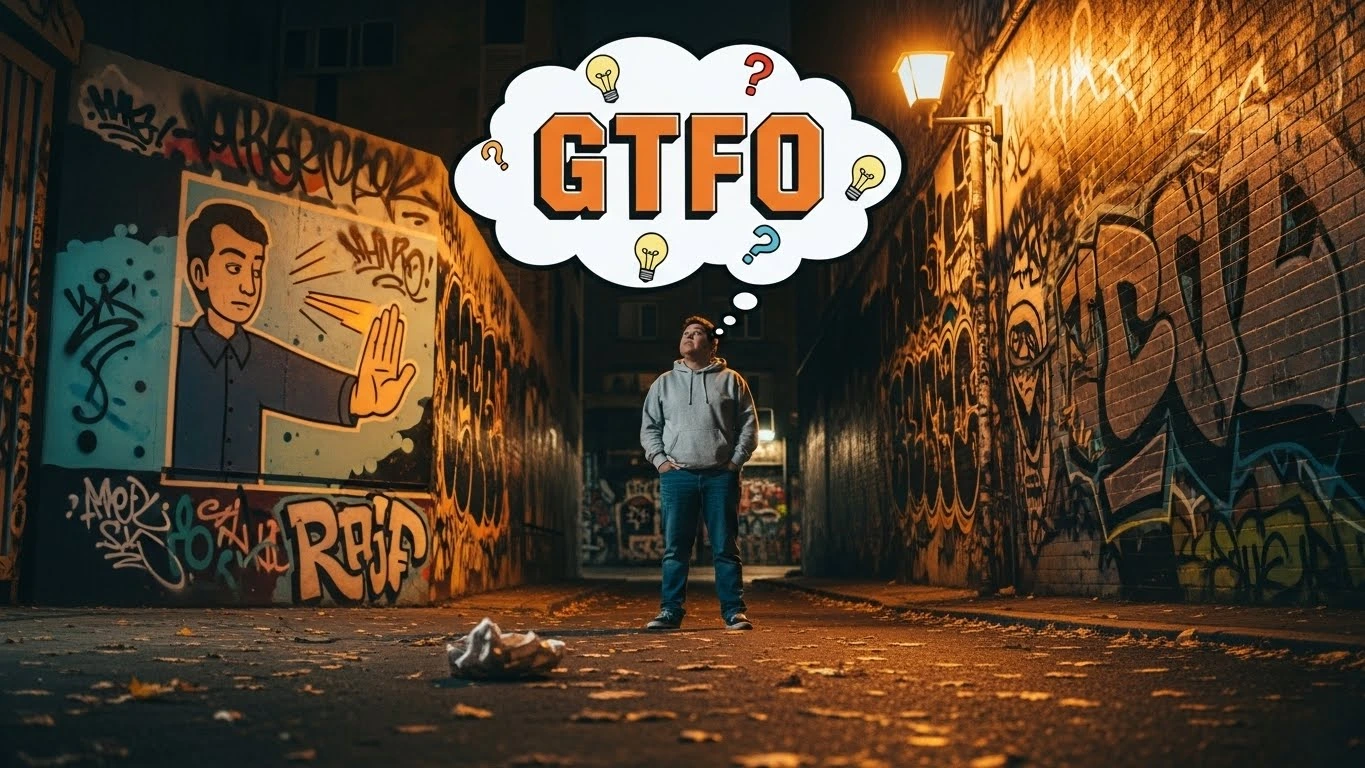GTFO mean in text