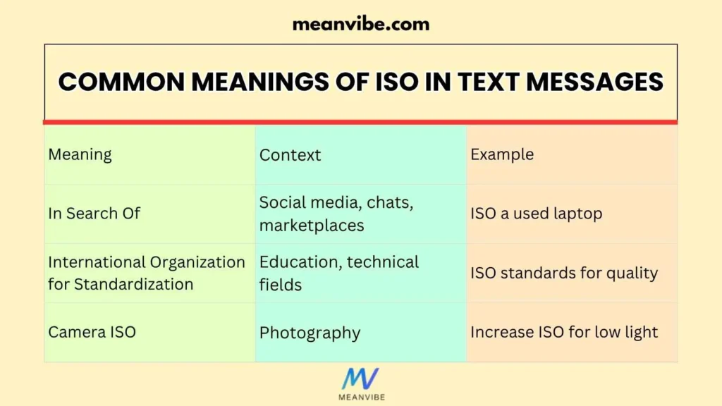 Common Meanings of ISO in Text Messages
